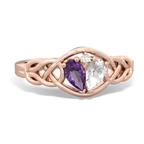 Amethyst Genuine Amethyst with Genuine White Topaz Celtic Love Knot ring Ring