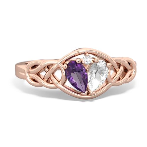 amethyst-white topaz celtic knot ring