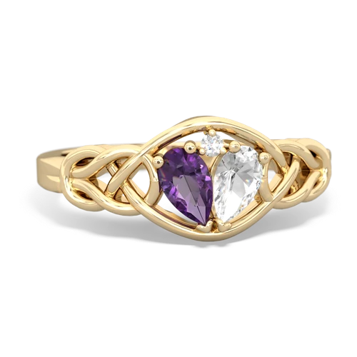 amethyst-white topaz celtic knot ring