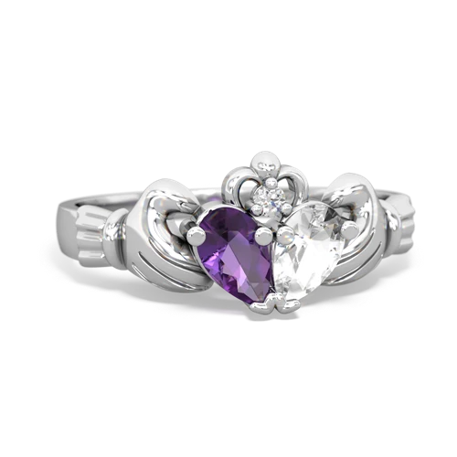 amethyst-white topaz claddagh ring