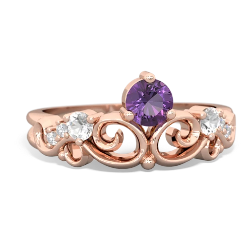 Amethyst Genuine Amethyst with Genuine White Topaz and Genuine Pink Tourmaline Crown Keepsake ring Ring