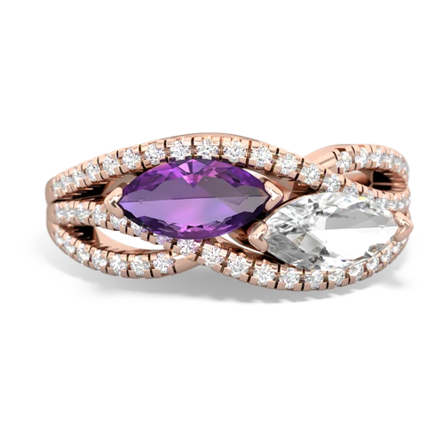 Amethyst Genuine Amethyst with Genuine White Topaz Diamond Rivers ring Ring
