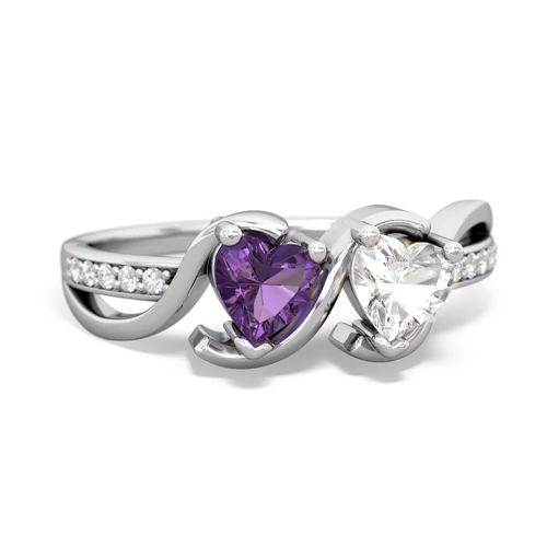 Amethyst Genuine Amethyst with Genuine White Topaz Side by Side ring Ring