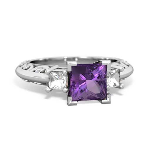 Amethyst Genuine Amethyst with Genuine White Topaz and Genuine Pink Tourmaline Art Deco ring Ring