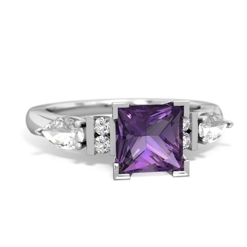 Amethyst Genuine Amethyst with Genuine White Topaz and  Engagement ring Ring