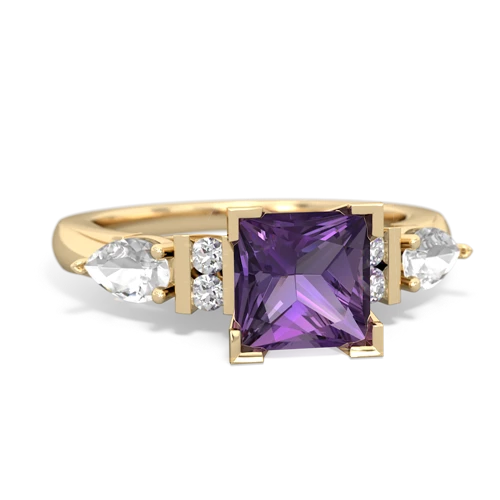 Amethyst Genuine Amethyst with Genuine White Topaz and Genuine Pink Tourmaline Engagement ring Ring