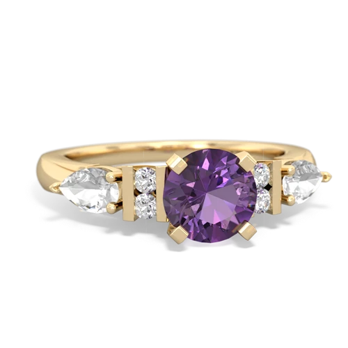 Amethyst Genuine Amethyst with Genuine White Topaz and Genuine Pink Tourmaline Engagement ring Ring
