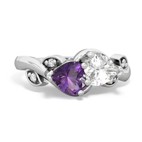 amethyst-white topaz floral keepsake ring