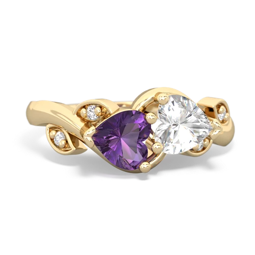 amethyst-white topaz floral keepsake ring