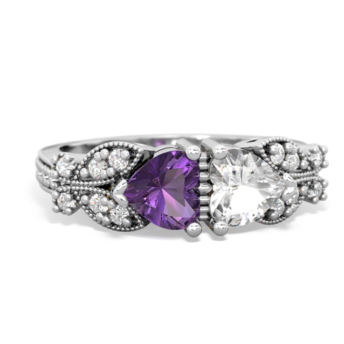 amethyst-white topaz keepsake butterfly ring