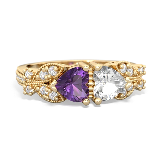 amethyst-white topaz keepsake butterfly ring