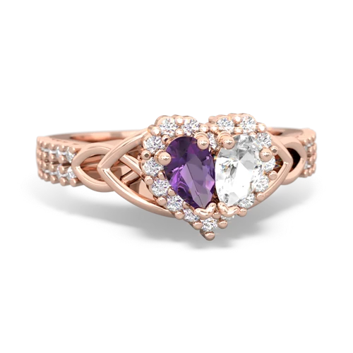 Amethyst Genuine Amethyst with Genuine White Topaz Celtic Knot Engagement ring Ring