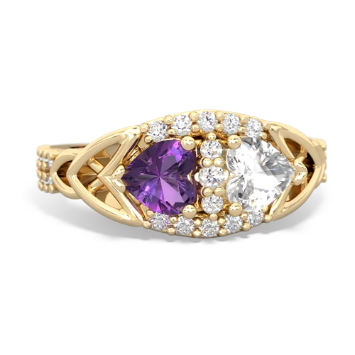 Amethyst Genuine Amethyst with Genuine White Topaz Celtic Knot Engagement ring Ring