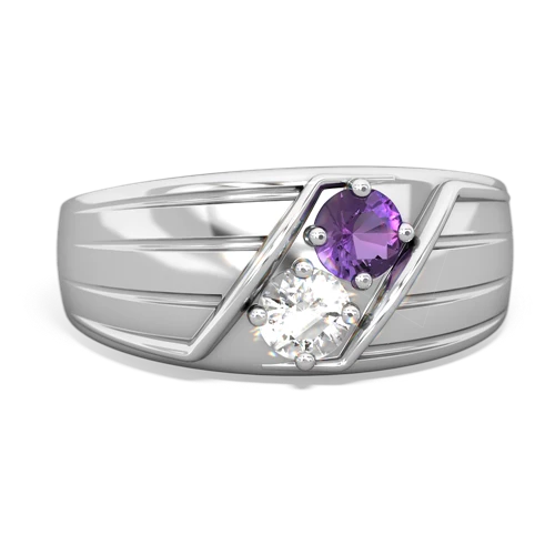 amethyst-white topaz mens ring