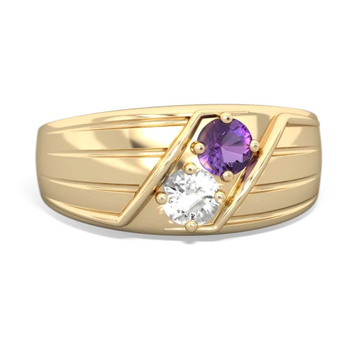 amethyst-white topaz mens ring