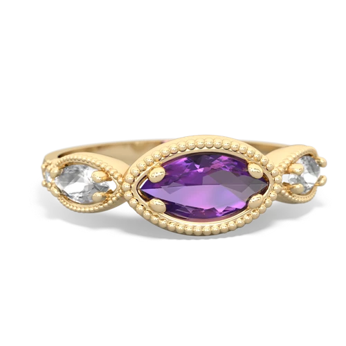 amethyst-white topaz milgrain marquise ring