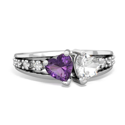 amethyst-white topaz modern ring