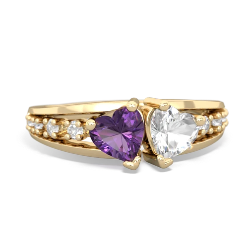 amethyst-white topaz modern ring