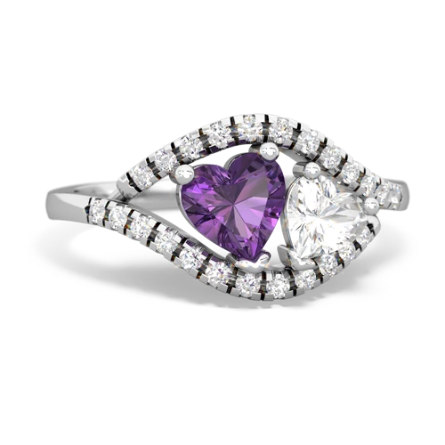 Amethyst Genuine Amethyst with Genuine White Topaz Mother and Child ring Ring
