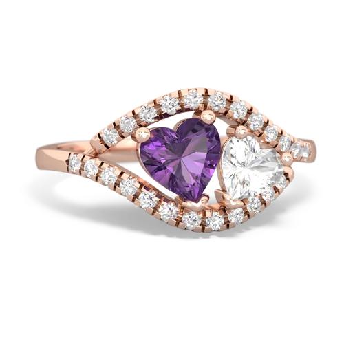 amethyst-white topaz mother child ring