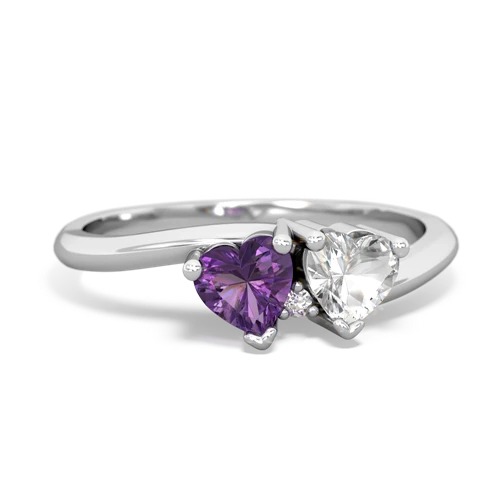 Amethyst Genuine Amethyst with Genuine White Topaz Sweetheart's Promise ring Ring