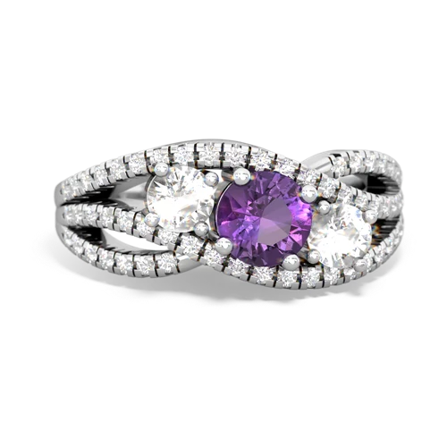 amethyst-white topaz three stone pave ring