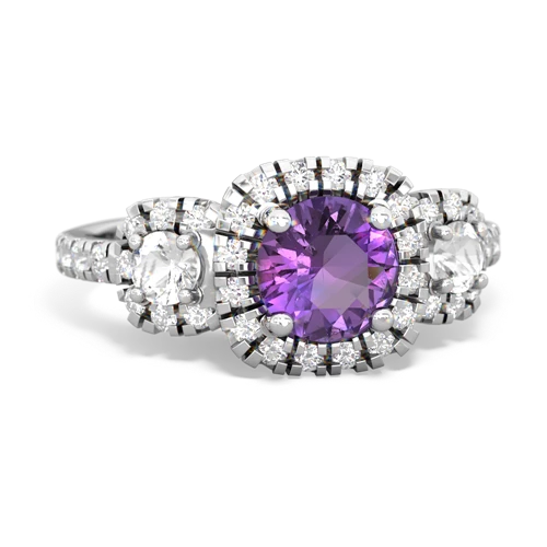 amethyst-white topaz three stone regal ring