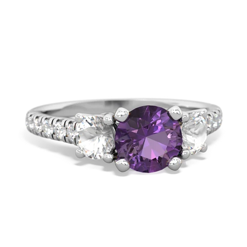 Amethyst Genuine Amethyst with Genuine White Topaz and Genuine Pink Tourmaline Pave Trellis ring Ring