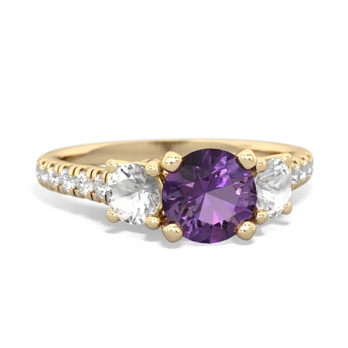 Amethyst Genuine Amethyst with Genuine White Topaz and  Pave Trellis ring Ring