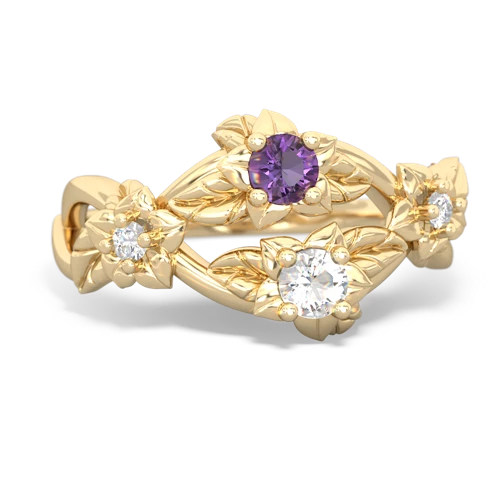 Amethyst Genuine Amethyst with Genuine White Topaz Sparkling Bouquet ring Ring