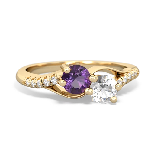 Amethyst Genuine Amethyst with Genuine White Topaz Two Stone Infinity ring Ring