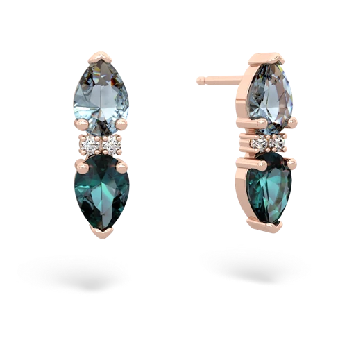 aquamarine-alexandrite bowtie earrings