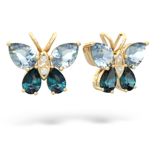 aquamarine-alexandrite butterfly earrings