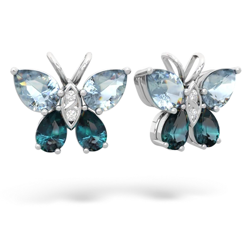 aquamarine-alexandrite butterfly earrings