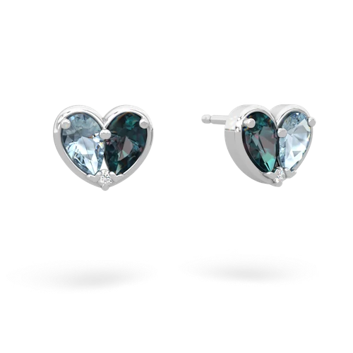 aquamarine-alexandrite one heart earrings