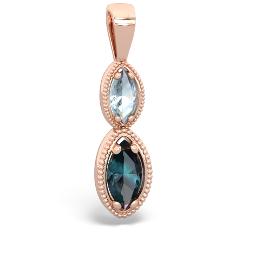 Aquamarine Genuine Aquamarine with Lab Created Alexandrite Antique-style Halo pendant Pendant
