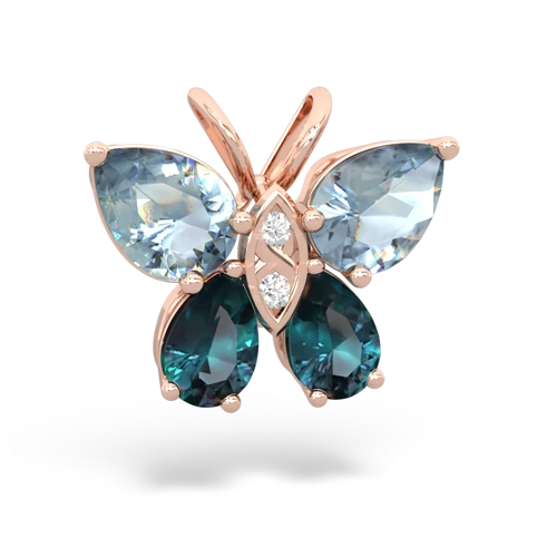 aquamarine-alexandrite butterfly pendant