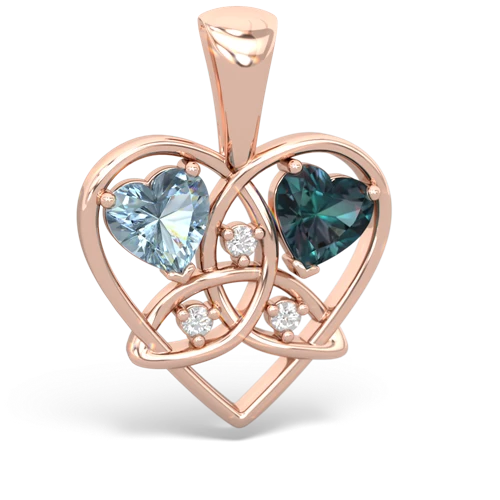 Aquamarine Genuine Aquamarine with Lab Created Alexandrite Celtic Trinity Heart pendant Pendant