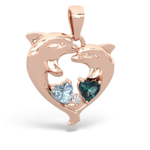 aquamarine-alexandrite dolphins pendant