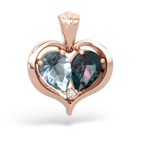 aquamarine-alexandrite half heart whole pendant