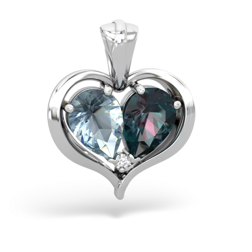 aquamarine-alexandrite half heart whole pendant