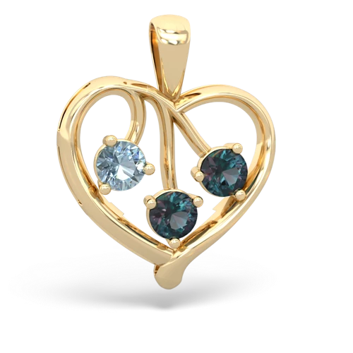 aquamarine-alexandrite love heart pendant