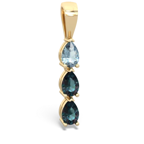 Aquamarine Genuine Aquamarine with Lab Created Alexandrite and Genuine Fire Opal Three Stone pendant Pendant