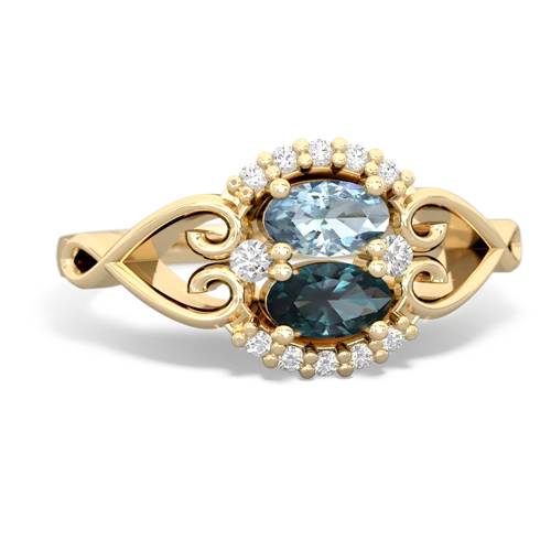 aquamarine-alexandrite antique keepsake ring