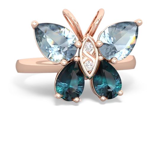 aquamarine-alexandrite butterfly ring