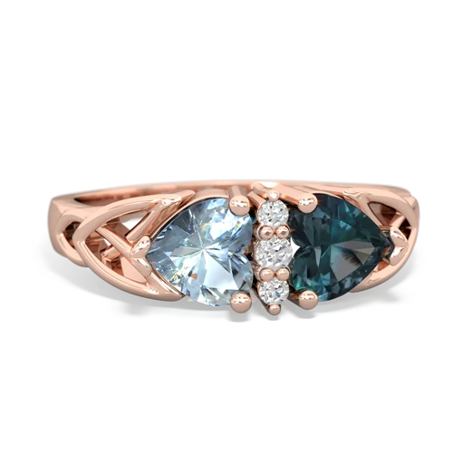 aquamarine-alexandrite celtic ring