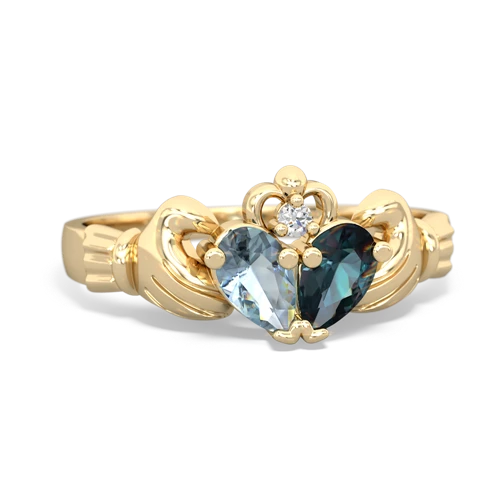 aquamarine-alexandrite claddagh ring