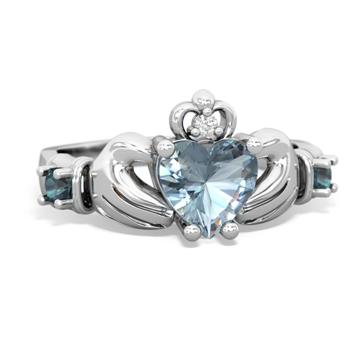 Aquamarine Genuine Aquamarine with Lab Created Alexandrite and  Claddagh ring Ring