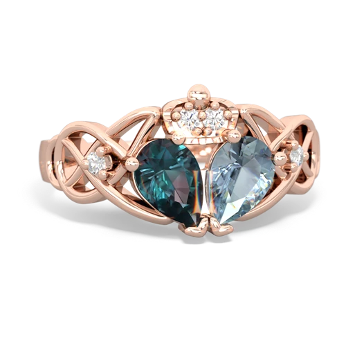 aquamarine-alexandrite claddagh ring