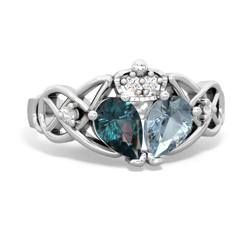 aquamarine-alexandrite claddagh ring